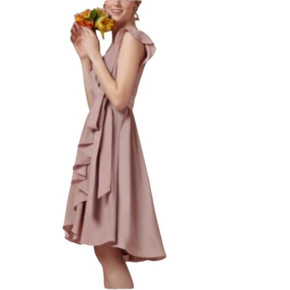 BHLDN Hitherto Sydney Wrap Dress Size 6 Mauve Pink Cap Sleeve Bridesmaids - Picture 15 of 15